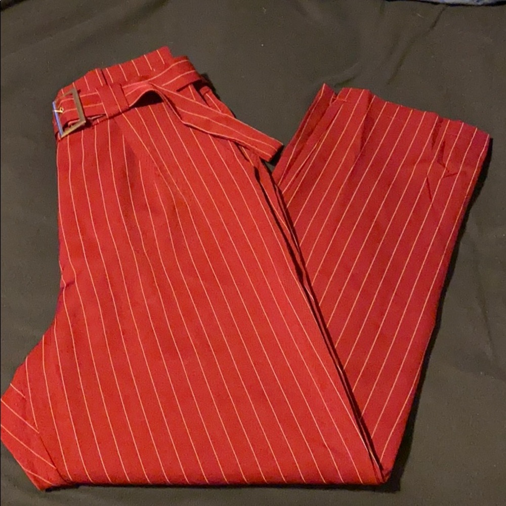 Maroon pinstripe pants